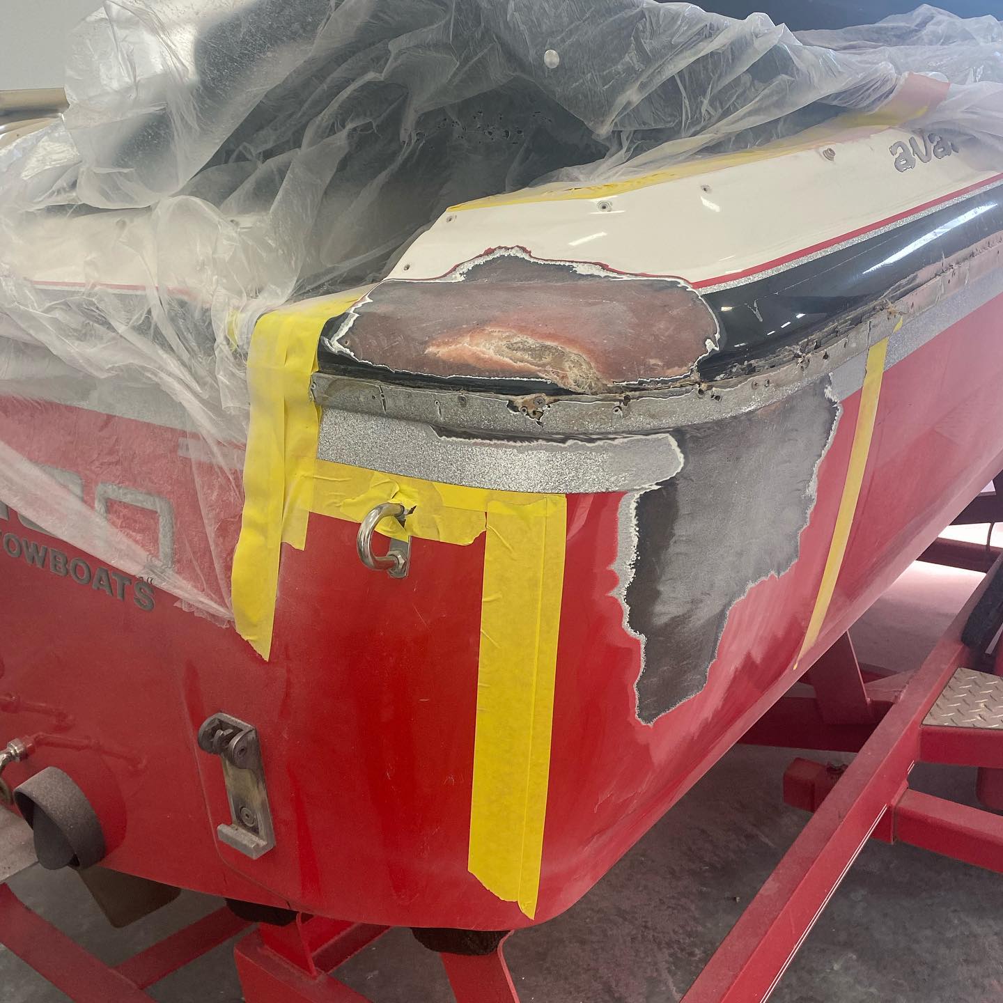 Boat before repair work